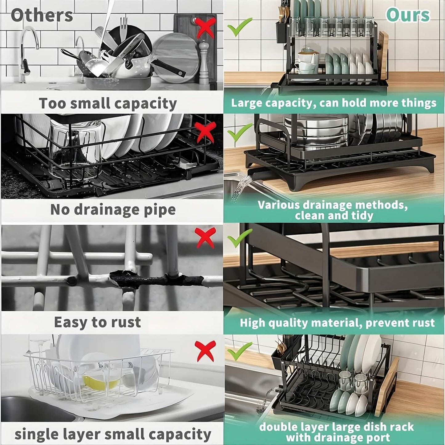 Black Metal Dish Rack – 2-Layer / 3-Layer DailySale