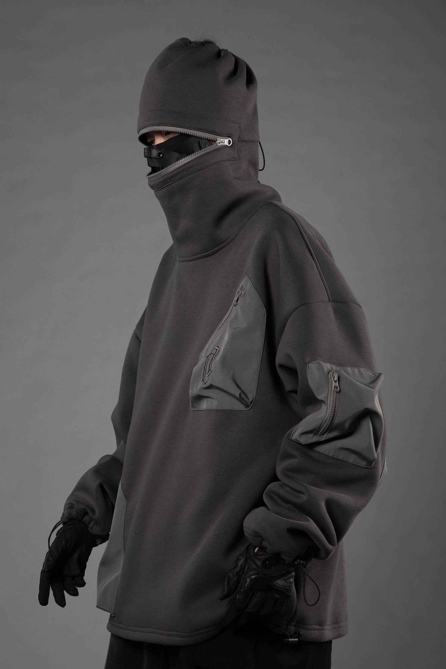 HiH33 Grey Utility Hoodie