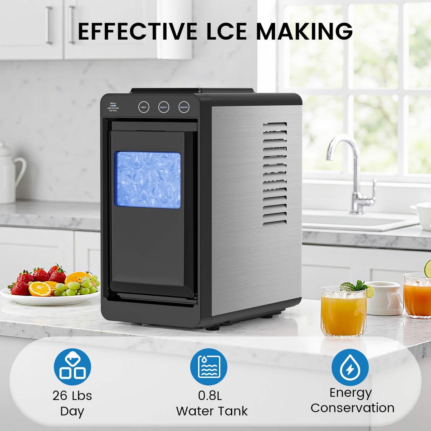 Portable Countertop Ice Maker – 8 Cubes/6 Min, Self-Cleaning DailySale