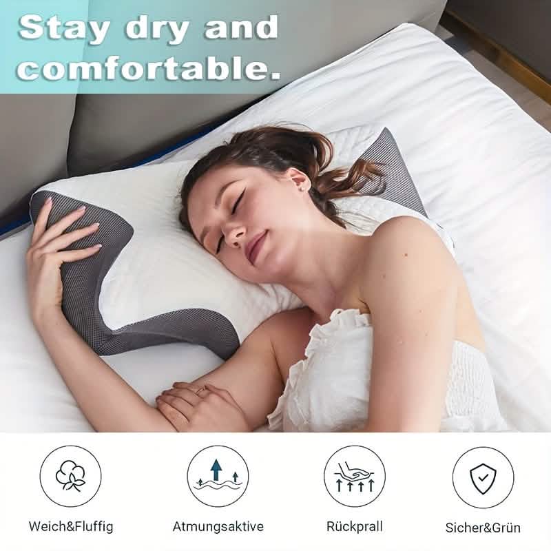 Ergonomic Memory Foam Neck Pillow – Slow Rebound, Back & Side Sleeper DailySale
