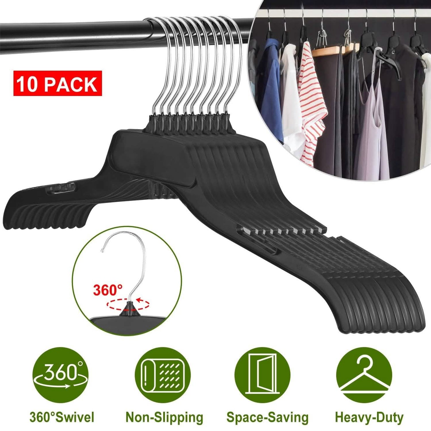 10-Pack: Clothes Hanger Non-Slip Notched Space-Saving DailySale