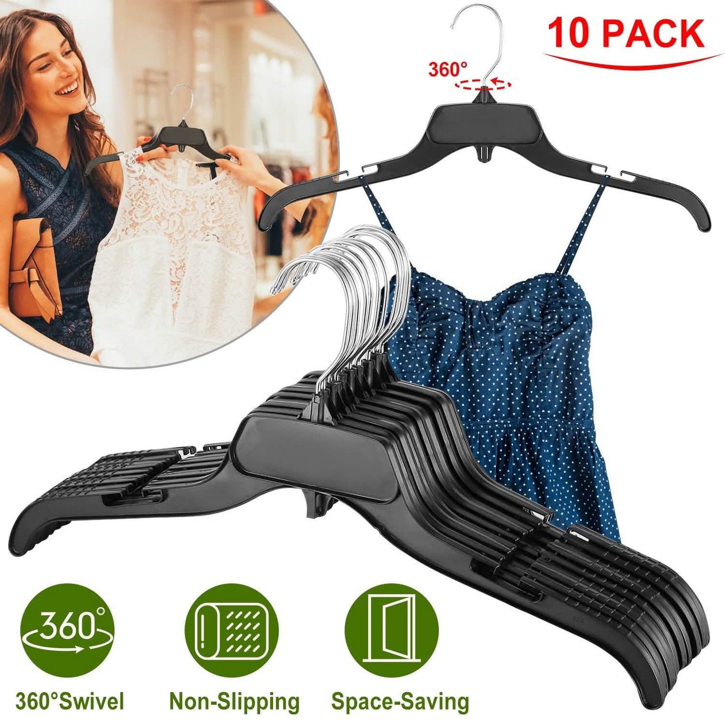 10-Pack: Clothes Hanger Non-Slip Notched Space-Saving DailySale