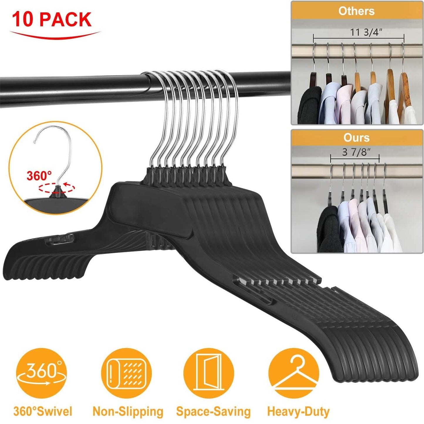 10-Pack: Clothes Hanger Non-Slip Notched Space-Saving DailySale