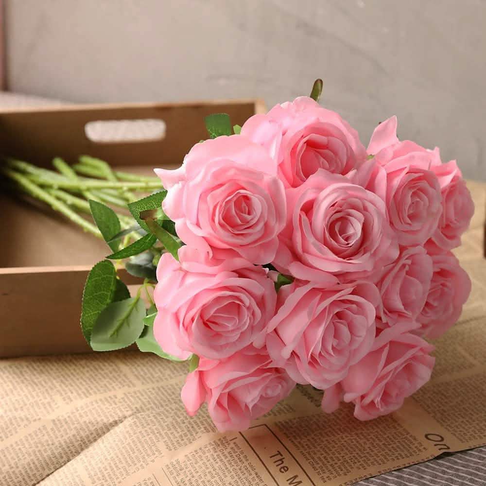 10-Pack: Nubry Artificial Silk Rose Flower Bouquet DailySale