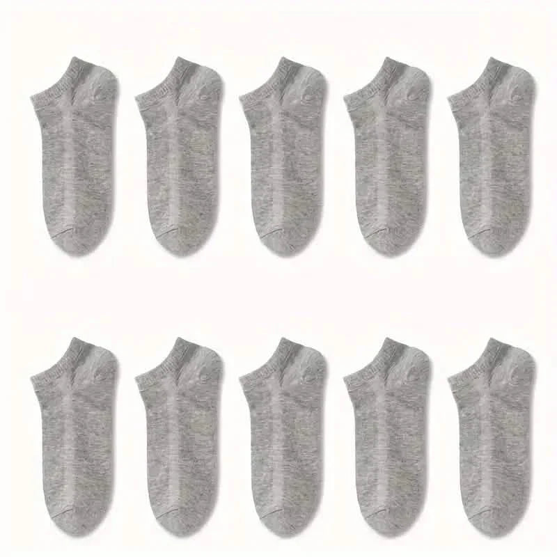 10-Pairs: Men's Solid Sport Low Cut Socks, Breathable Sweat-absorbing Comfy Soft Casual Simple Style Socks DailySale