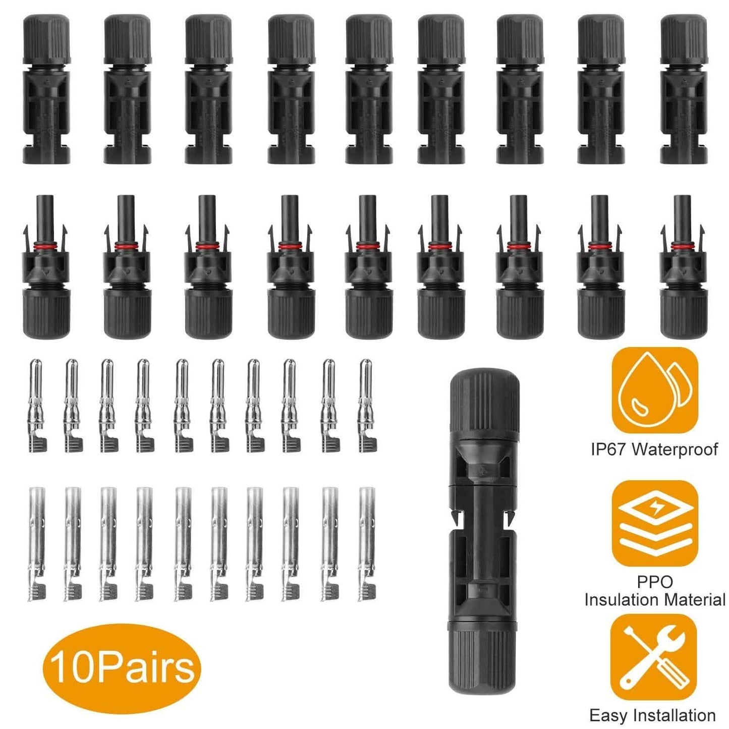 10-Pairs: Solar Panel Connectors DailySale