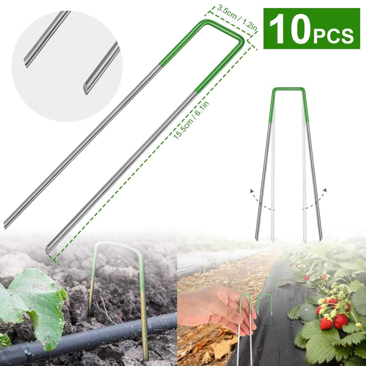 10-Piece: 6-Inch U-Type Garden Landscape Rust Resistance Turf Staples DailySale