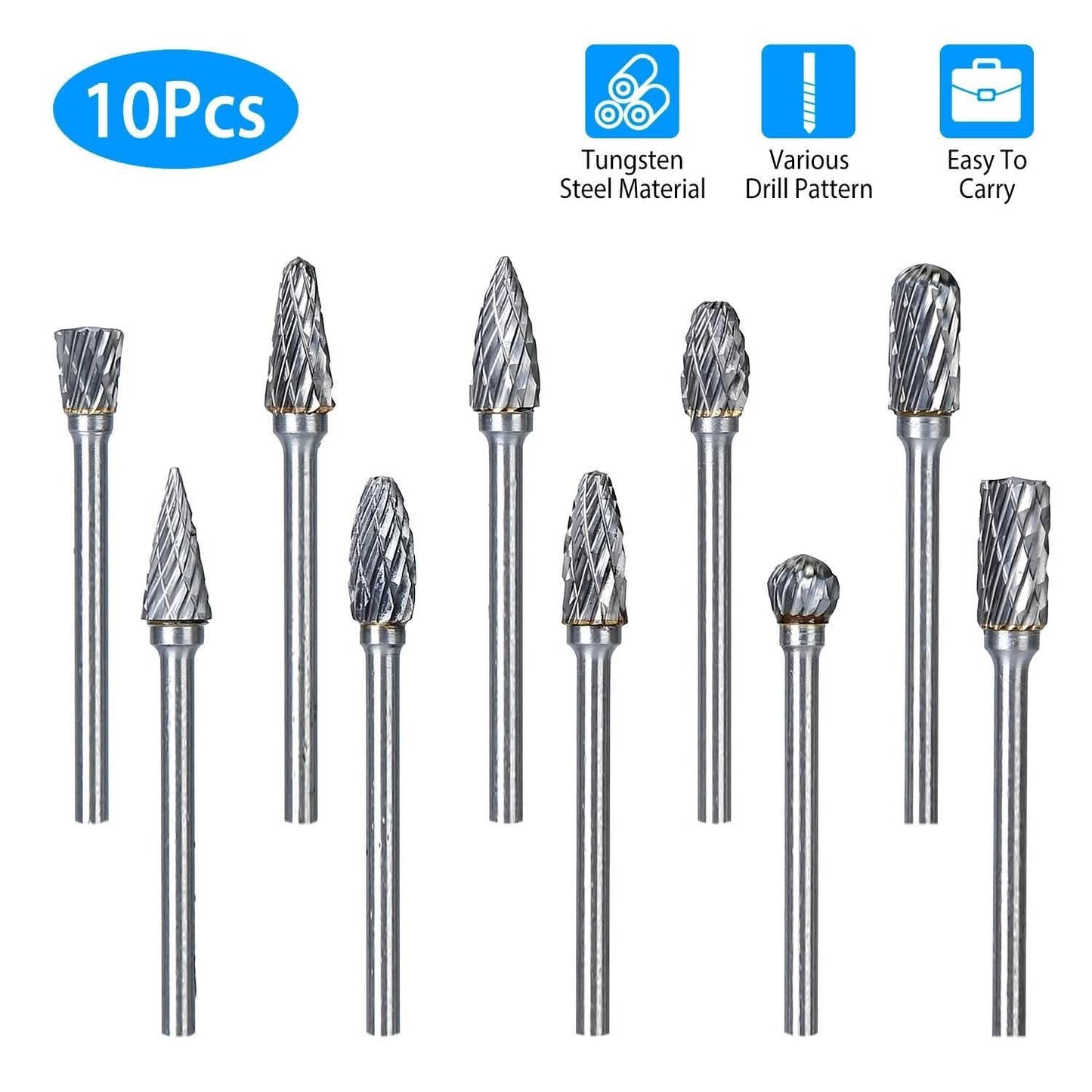 10-Piece: Double Cut Carbide Rotary Die Grinder Bit Set DailySale