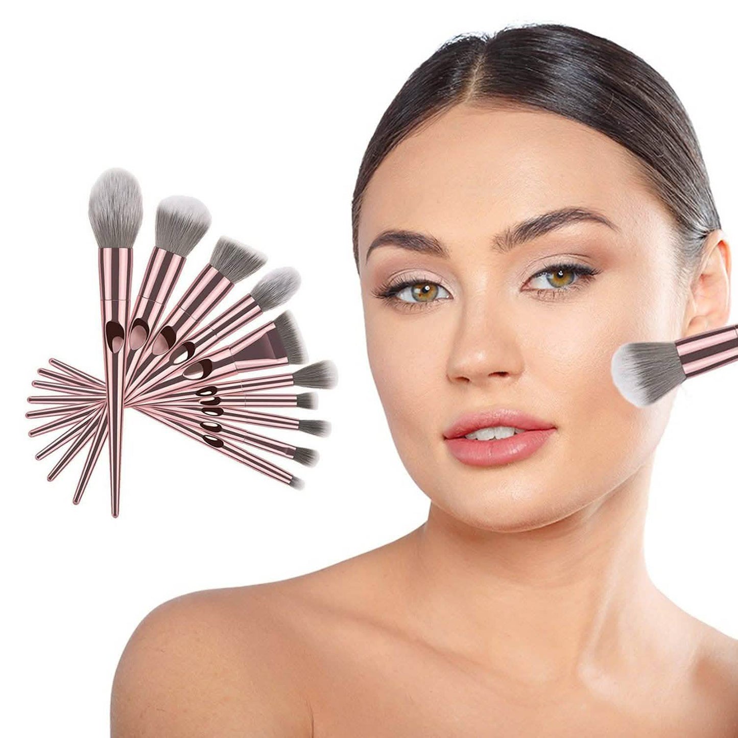 10-Piece: Metallic Premium Cosmetic Makeup Brushes Set DailySale