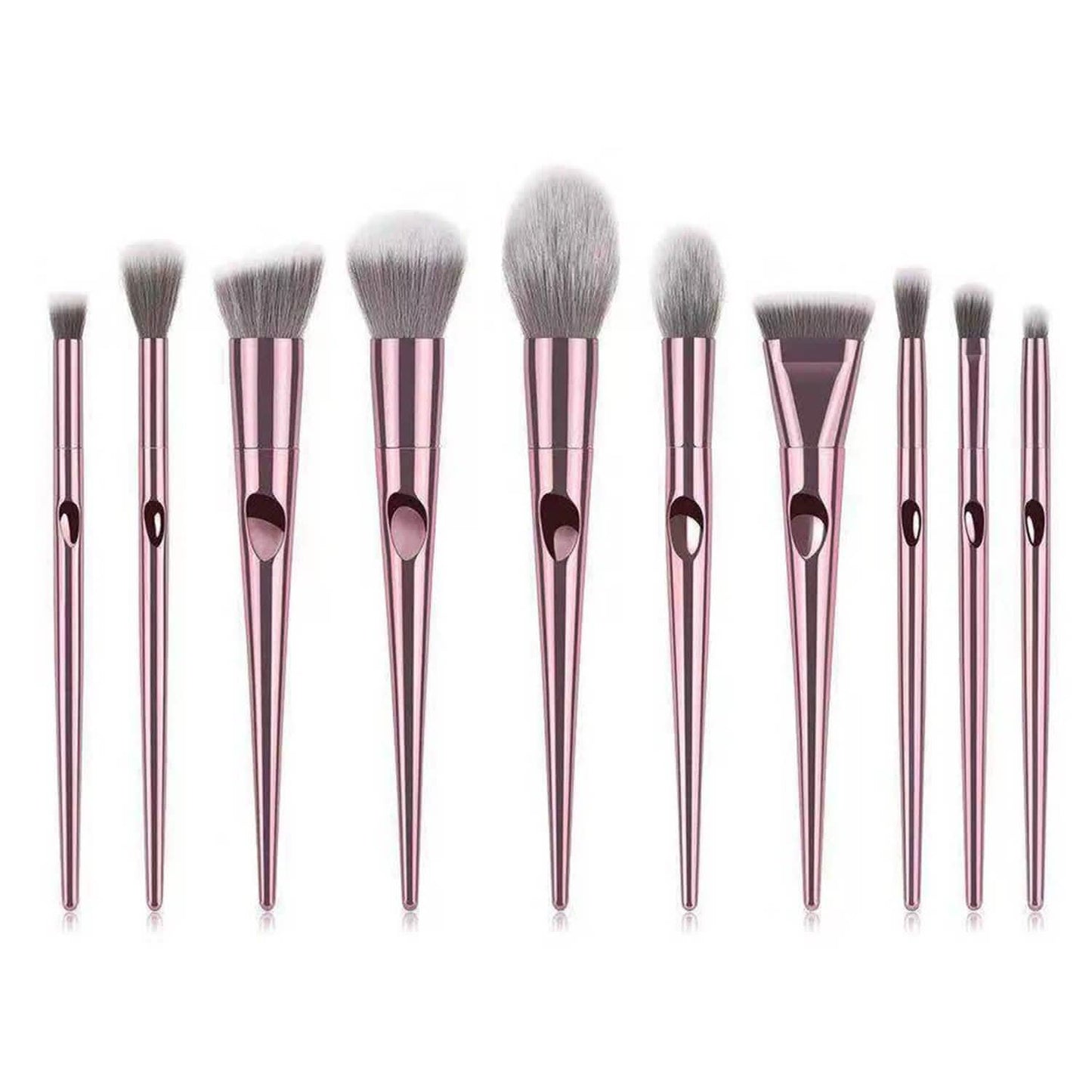 10-Piece: Metallic Premium Cosmetic Makeup Brushes Set DailySale