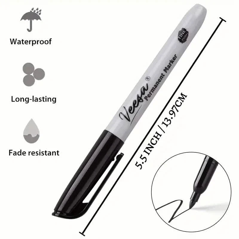 10-Pieces: Black Permanent Markers Fine Tip DailySale