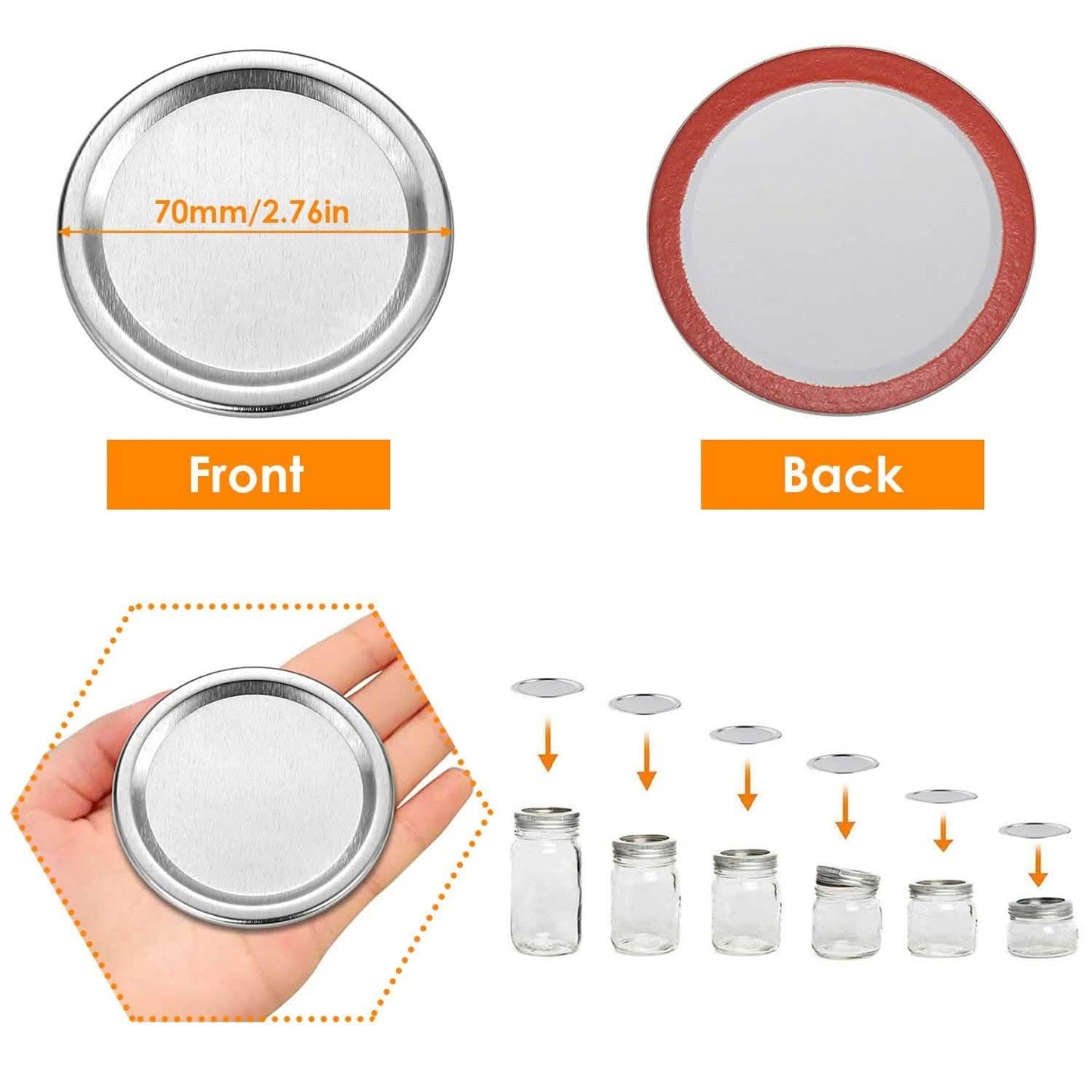 100-Pieces: Regular Mouth Canning Lids DailySale