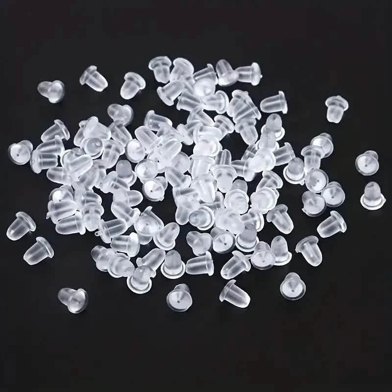 100-Pieces: Transparent Plastic Ear Clog Ear Stud Earring Pin Backs Ear Plug DailySale