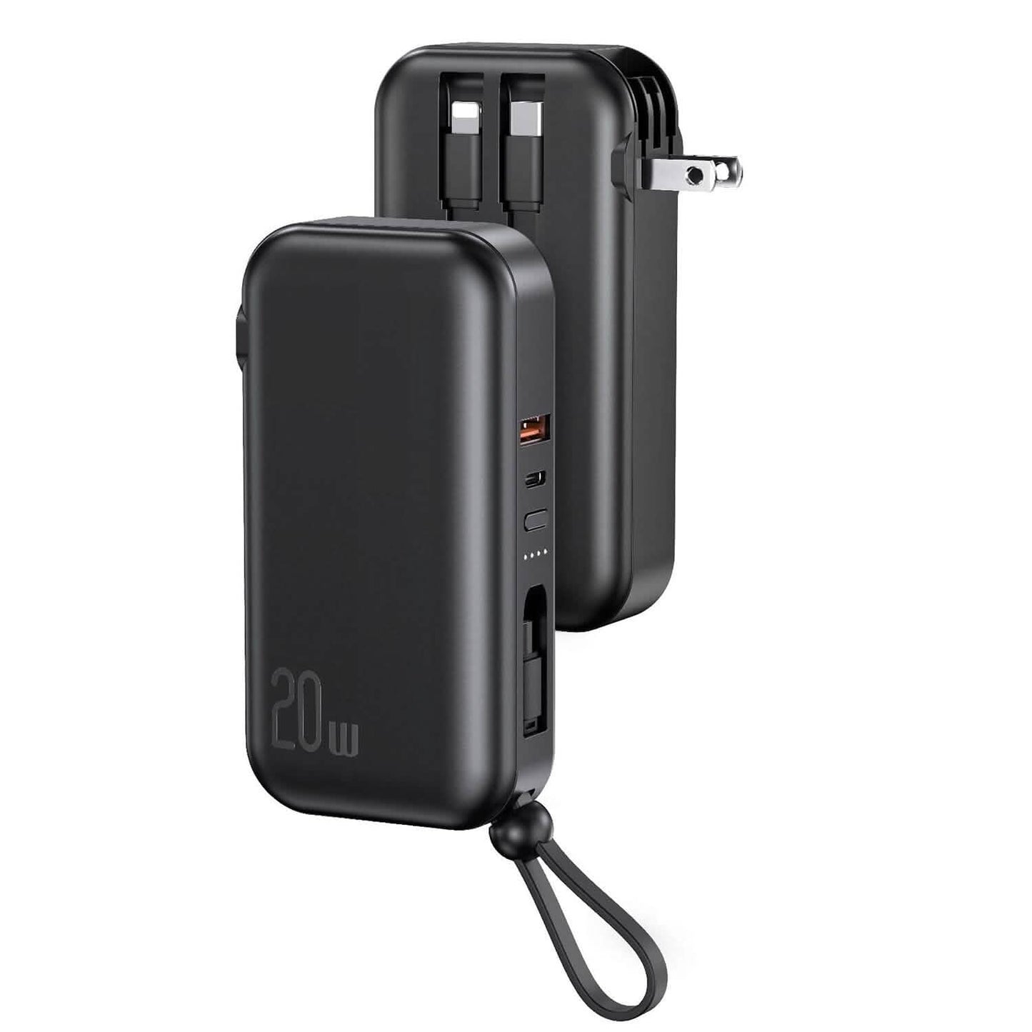10000mAh Portable Charger with US Plug 3 Inbuilt Cables DailySale