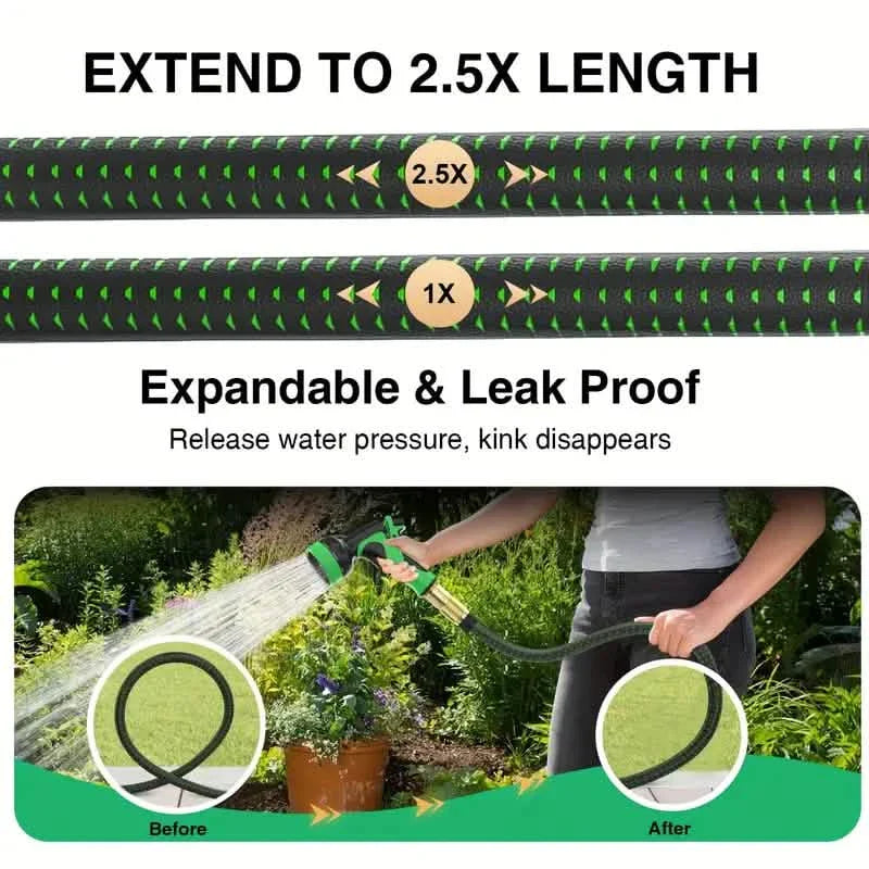 Heavy-Duty Expandable Garden Hose - Leakproof Design with Spray Nozzle DailySale