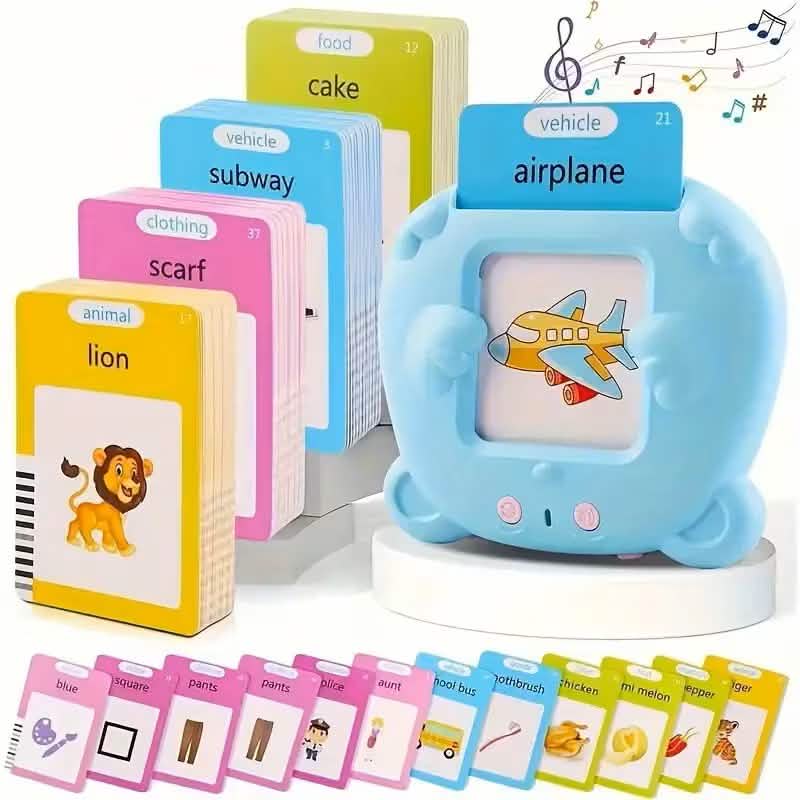 Flash Card Learning Toy – 112 Cards, 224 Words | USB Rechargeable Reading Toy for Kids (Pink/Blue) DailySale