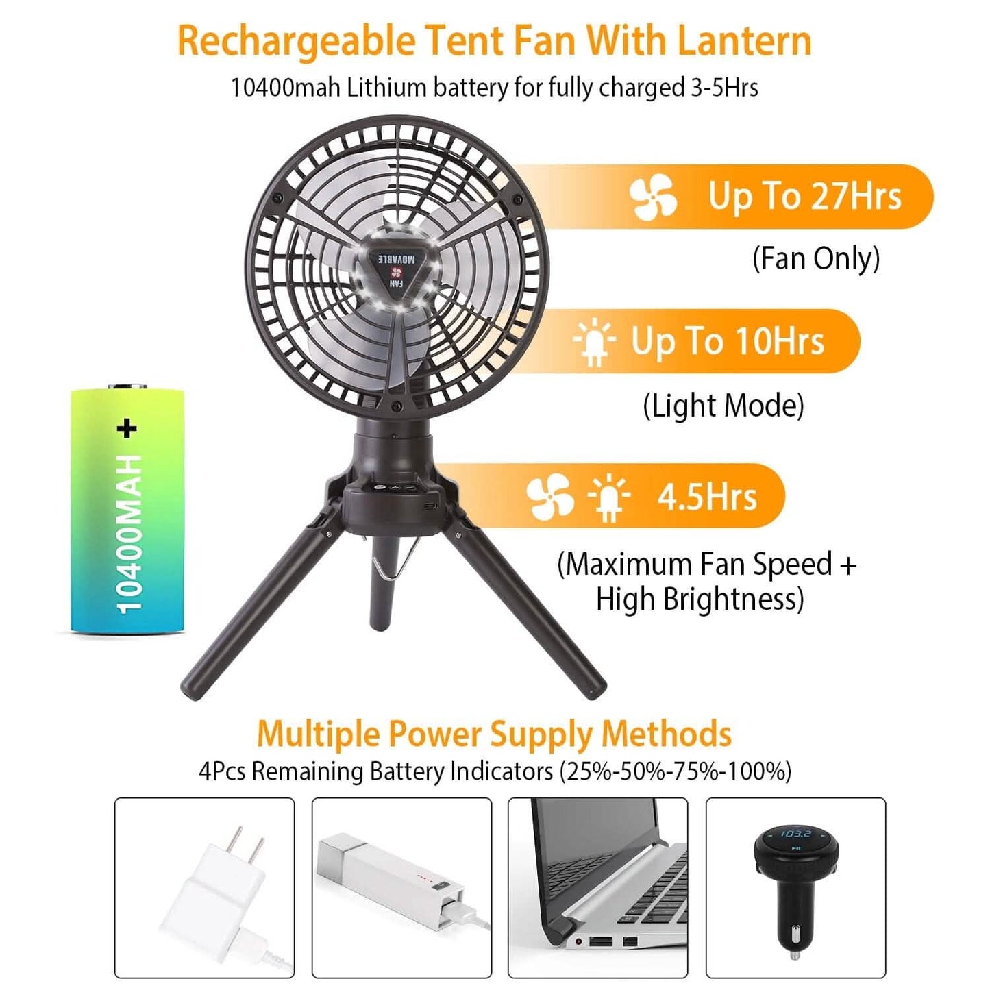 10400 mAh Portable Camping Fan DailySale