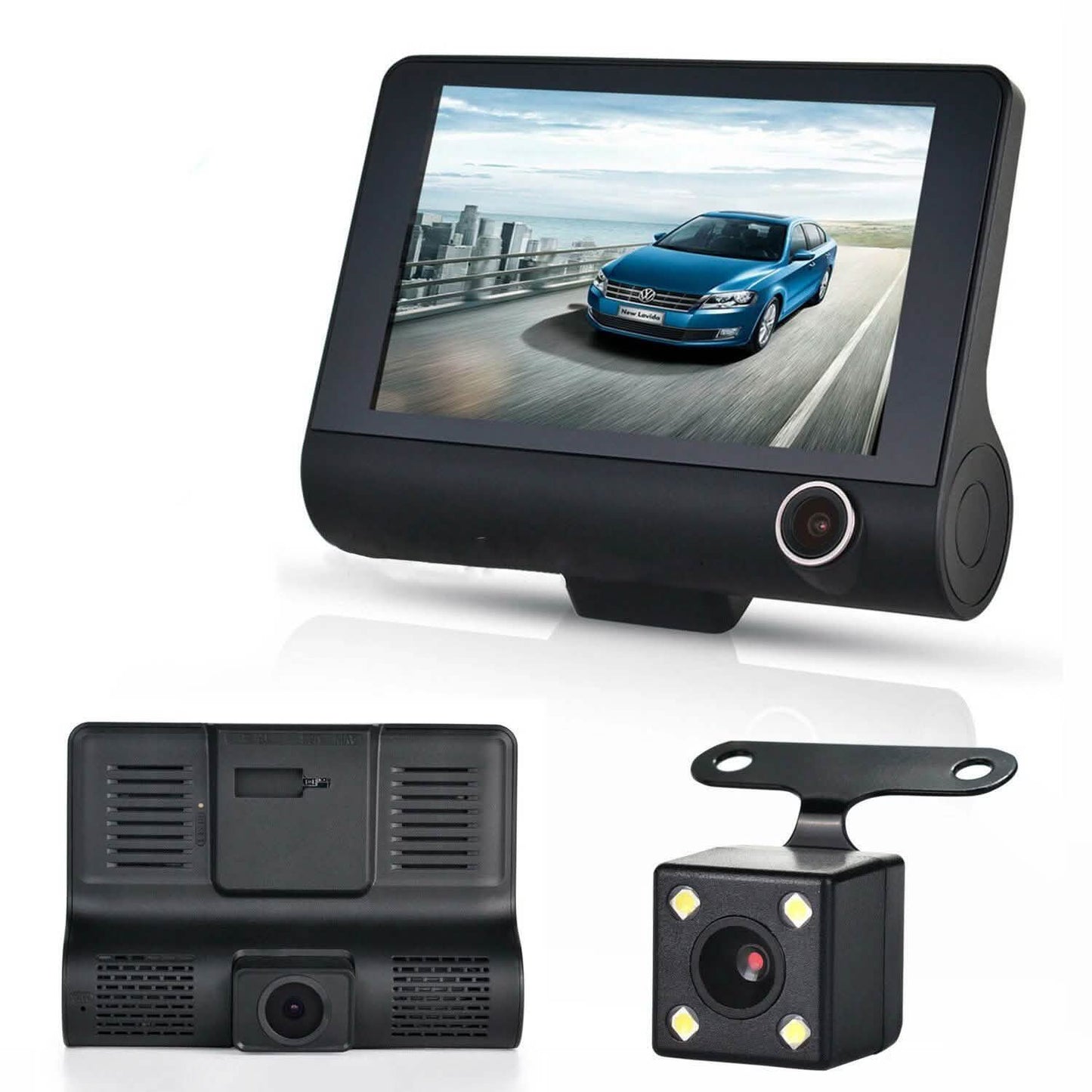 1080P 4" Dual Lens HD Car DVR Rearview Video Dash Cam Recorder Camera G-sensor DailySale