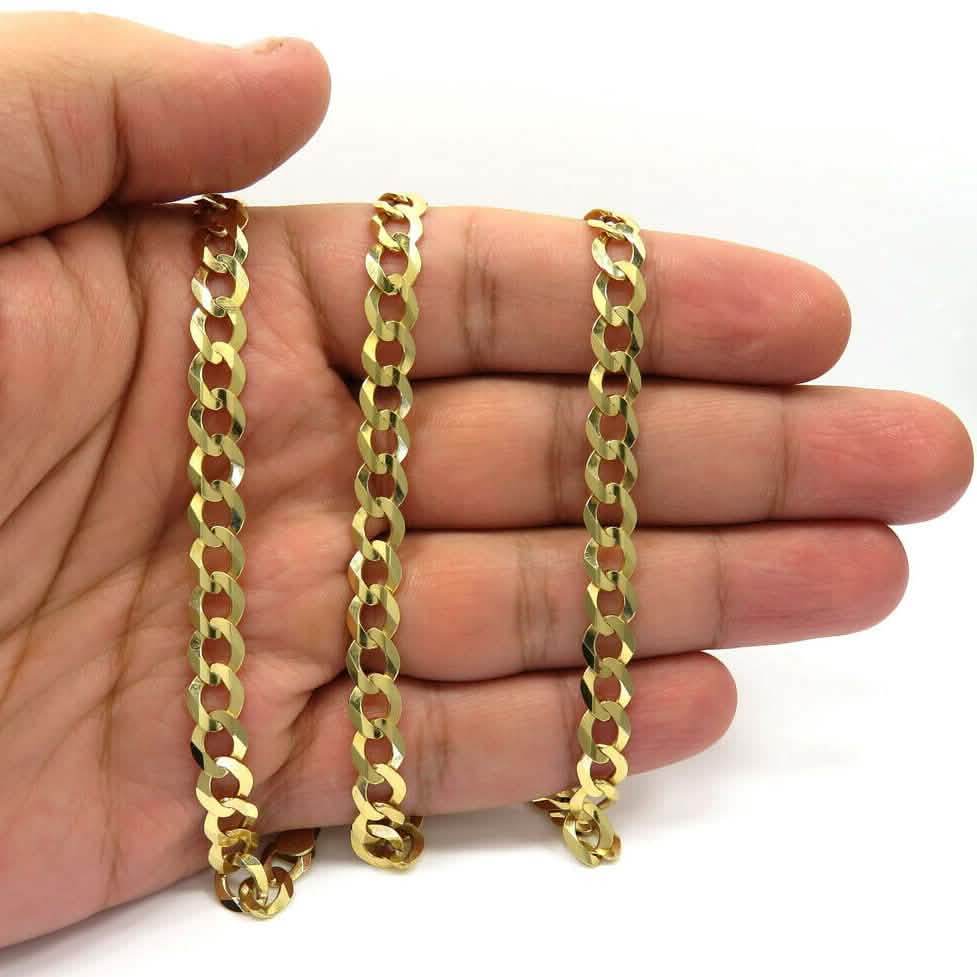 10K Solid Yellow Gold Curb Cuban Link Chain Pendant Necklace 7mm DailySale