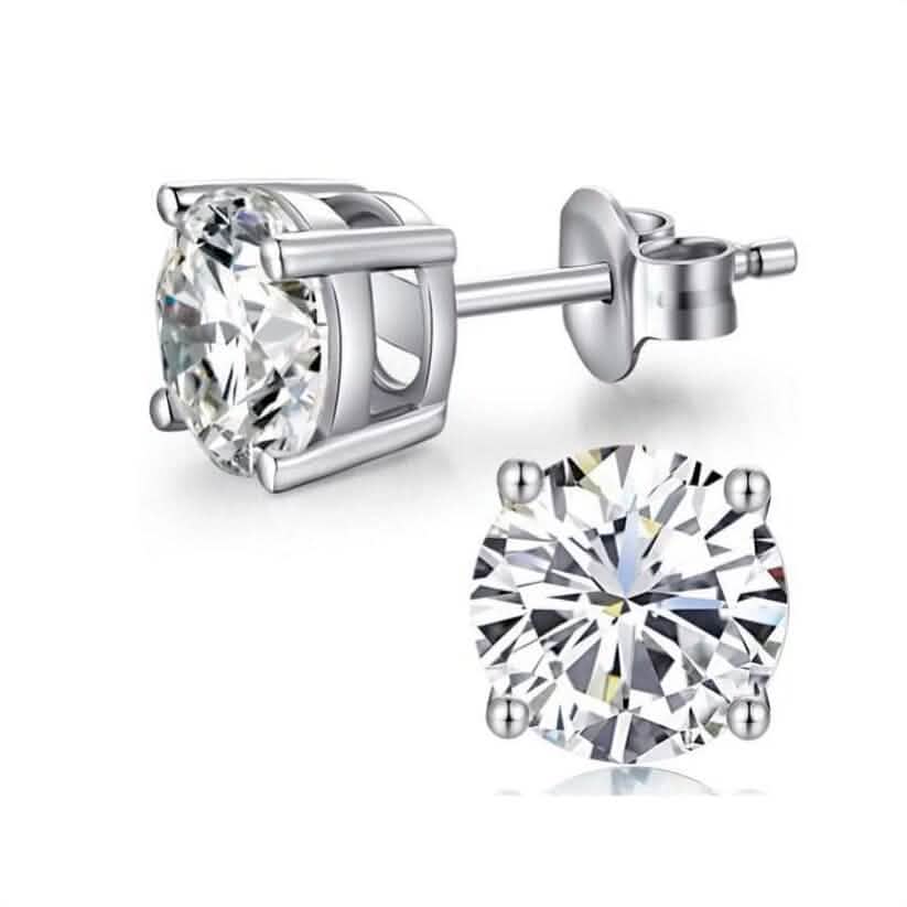 10K White Gold 1/2 Ct Round Created White Sapphire Stud Earrings DailySale
