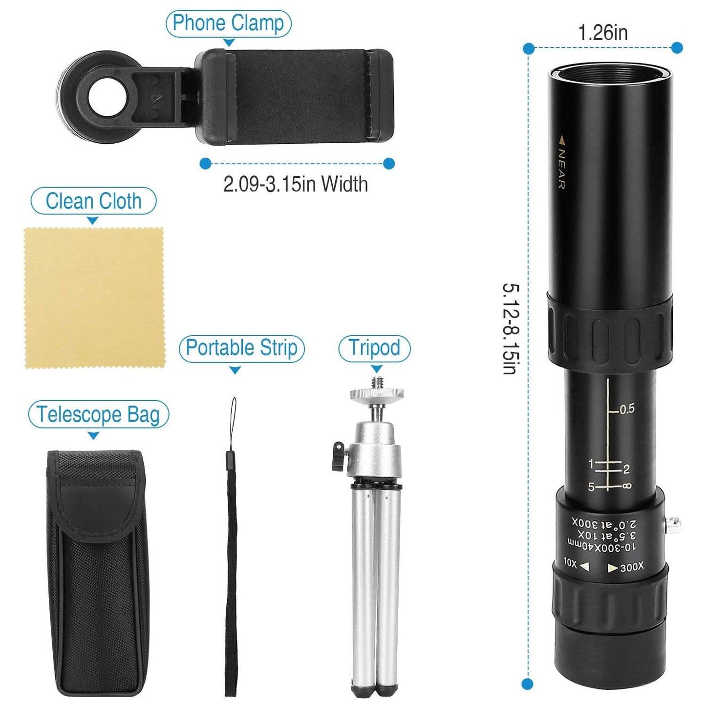 10X-300X Zoom Monocular Telescope High Definition Phone Telephoto Lens DailySale