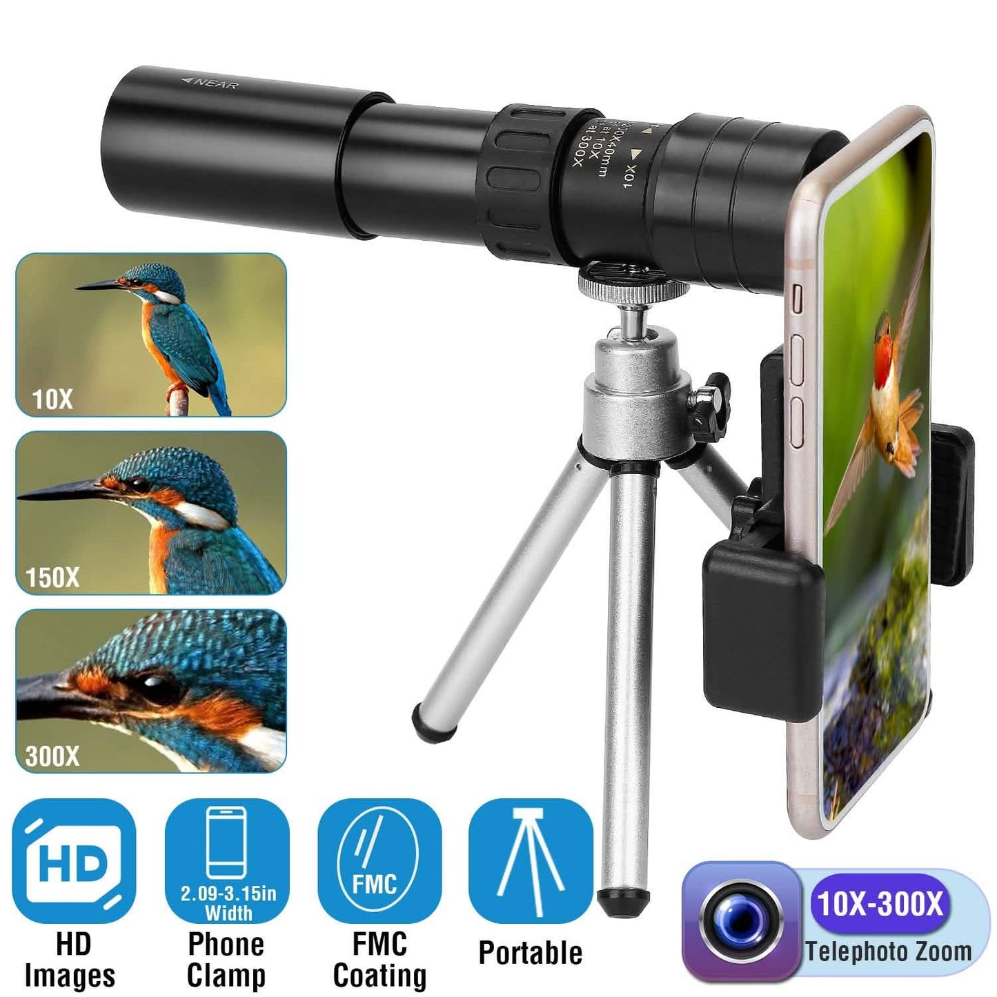 10X-300X Zoom Monocular Telescope High Definition Phone Telephoto Lens DailySale