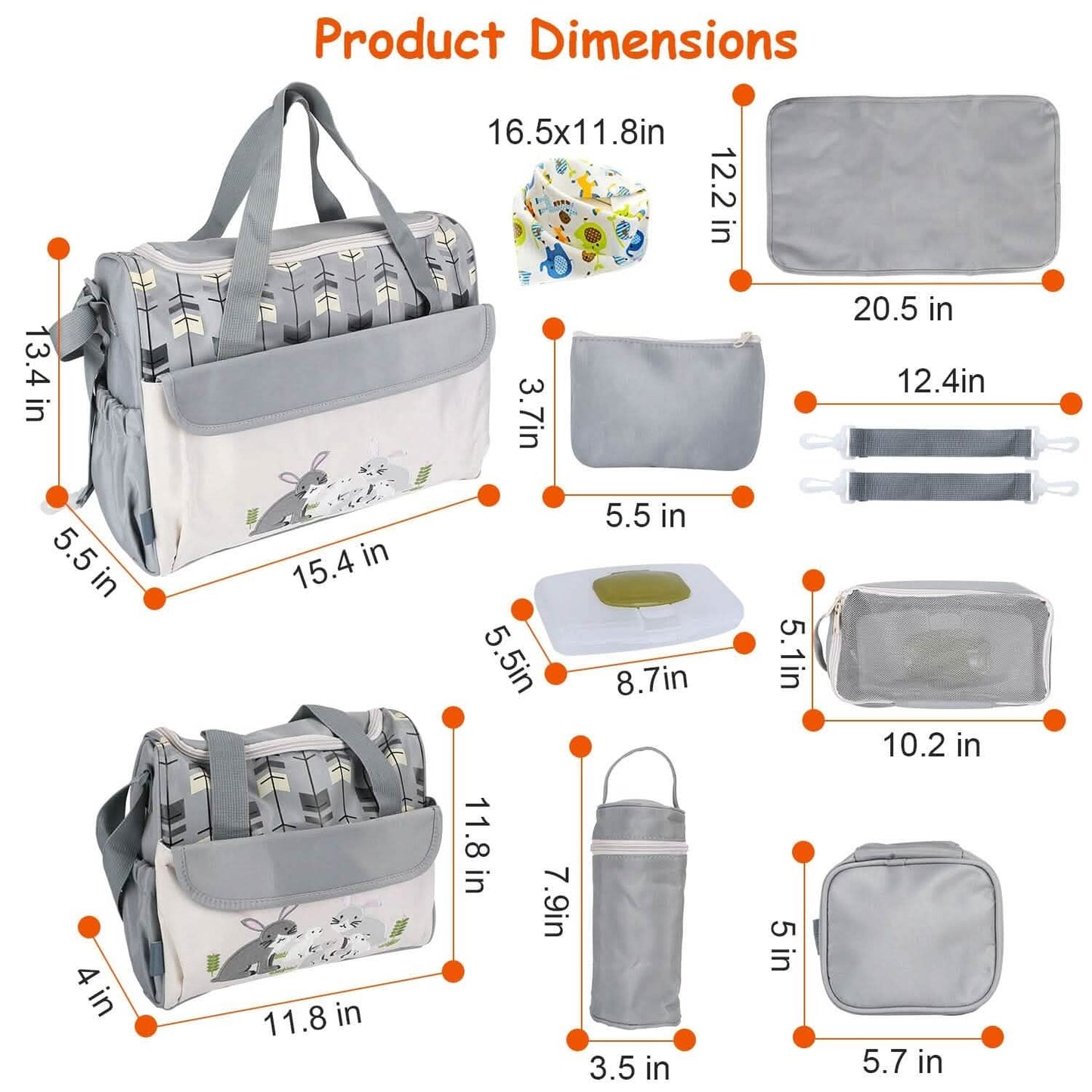 11-Piece Set: Multifunctional Diaper Handbags with Food Bag DailySale