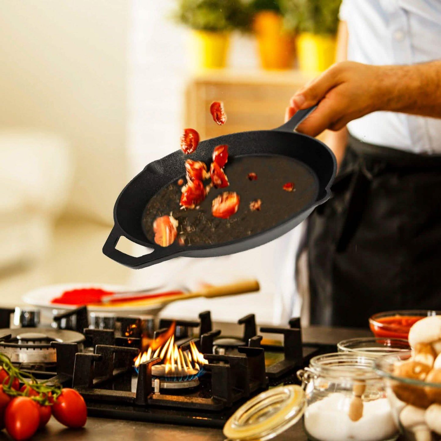 12 Inch Pre-Seasoned Cast Iron Skillet Oven Safe Cookware DailySale