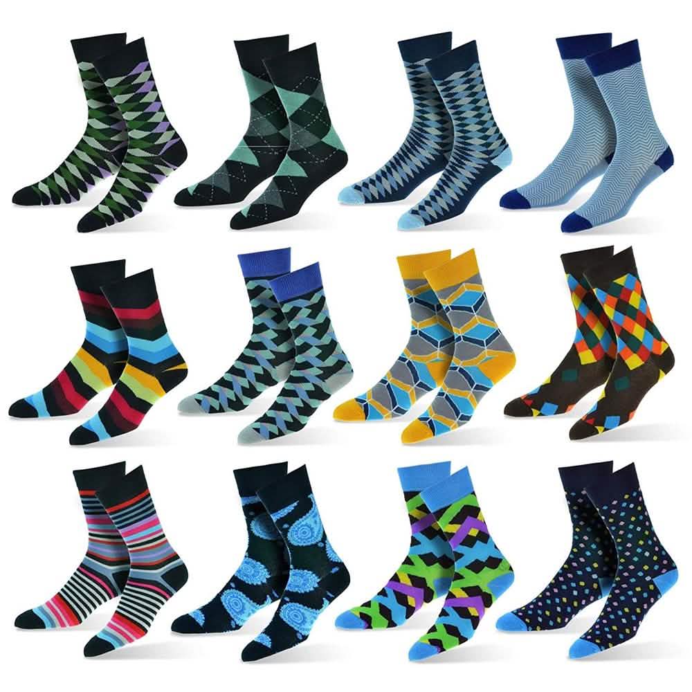 12-Pack: Cotton Fashion Patterned Men's Socks DailySale