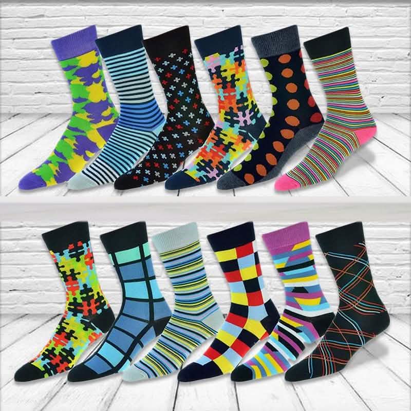12-Pack: Cotton Fashion Patterned Men's Socks DailySale
