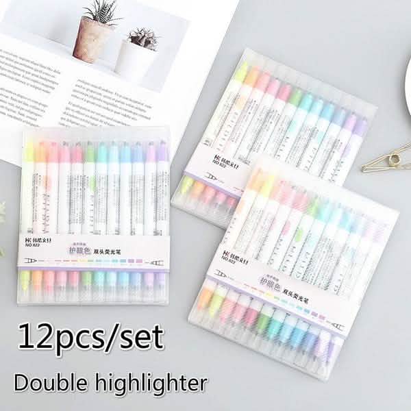 12-Piece: Cute Double Head Fluorescent Pen Highlighters Set DailySale