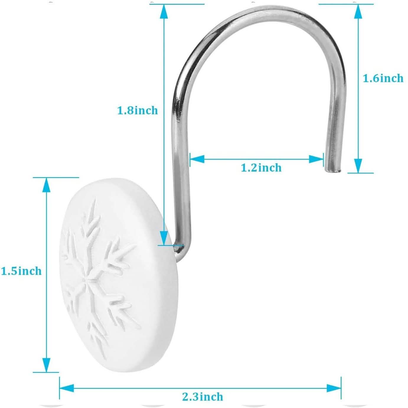 12-Piece: Snowflake Anti-Rust Round Shower Curtain Hooks for Home Bathroom Decor DailySale