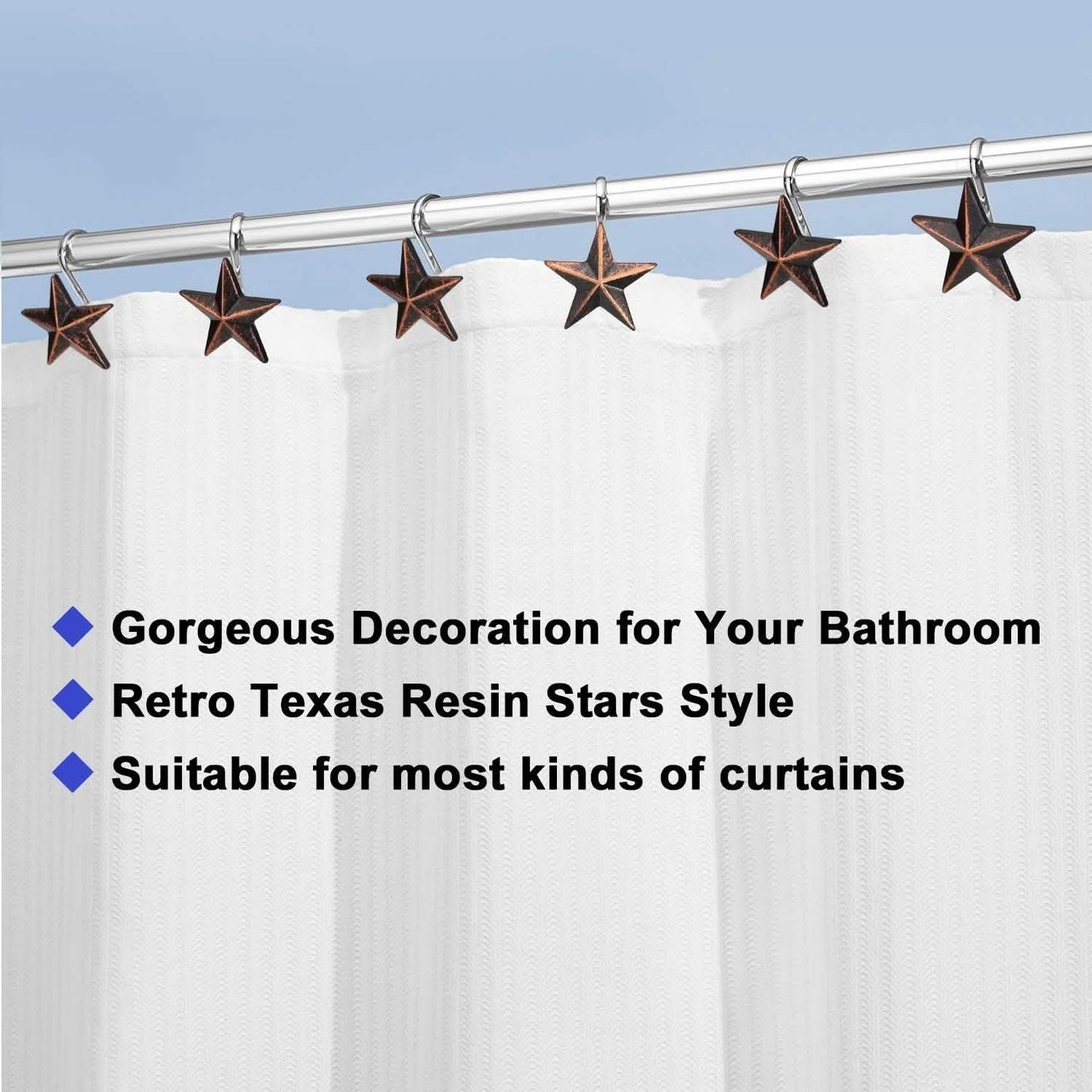 12-Pieces: Anti-Rust Star Decorative Shower Curtain Hooks DailySale