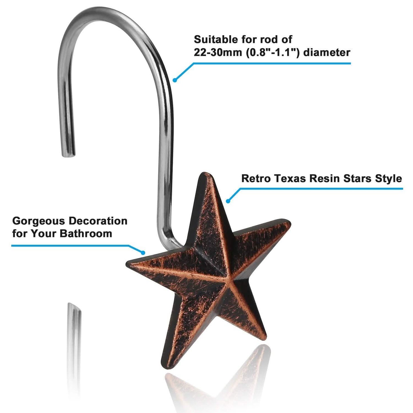12-Pieces: Anti-Rust Star Decorative Shower Curtain Hooks DailySale
