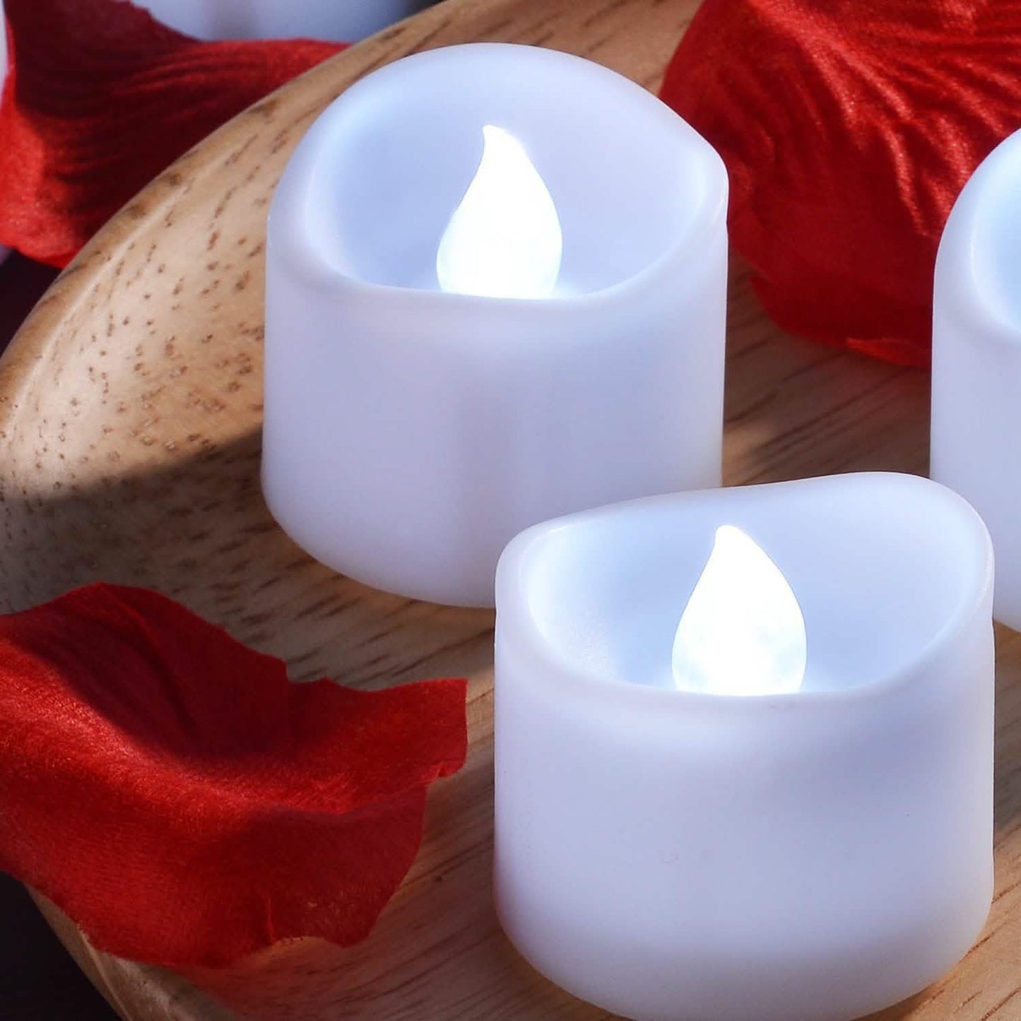 12-Pieces: LED Tealight Candle with 100-Pieces Fake Rose Petals DailySale