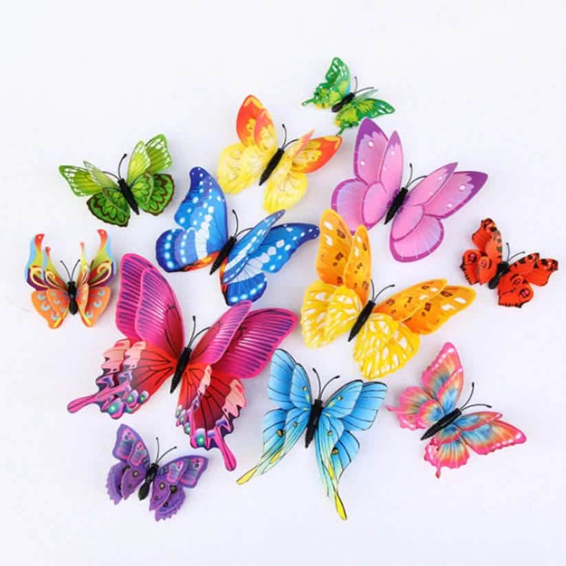 12-Pieces: Mixed Color 3D Butterfly Magnet Fridge Stickers DailySale