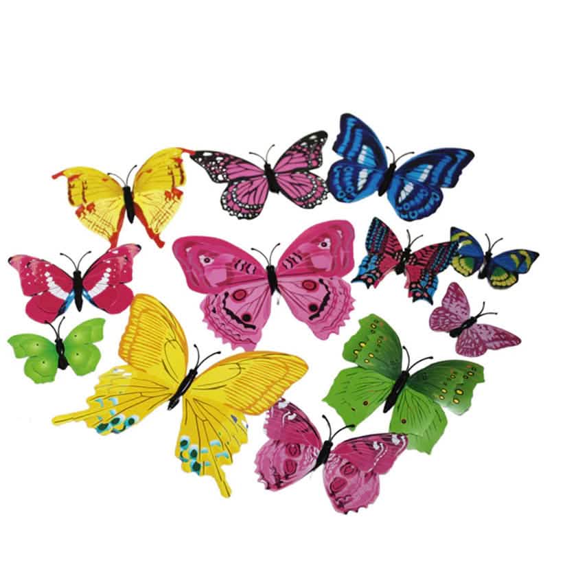 12-Pieces: Mixed Color 3D Butterfly Magnet Fridge Stickers DailySale