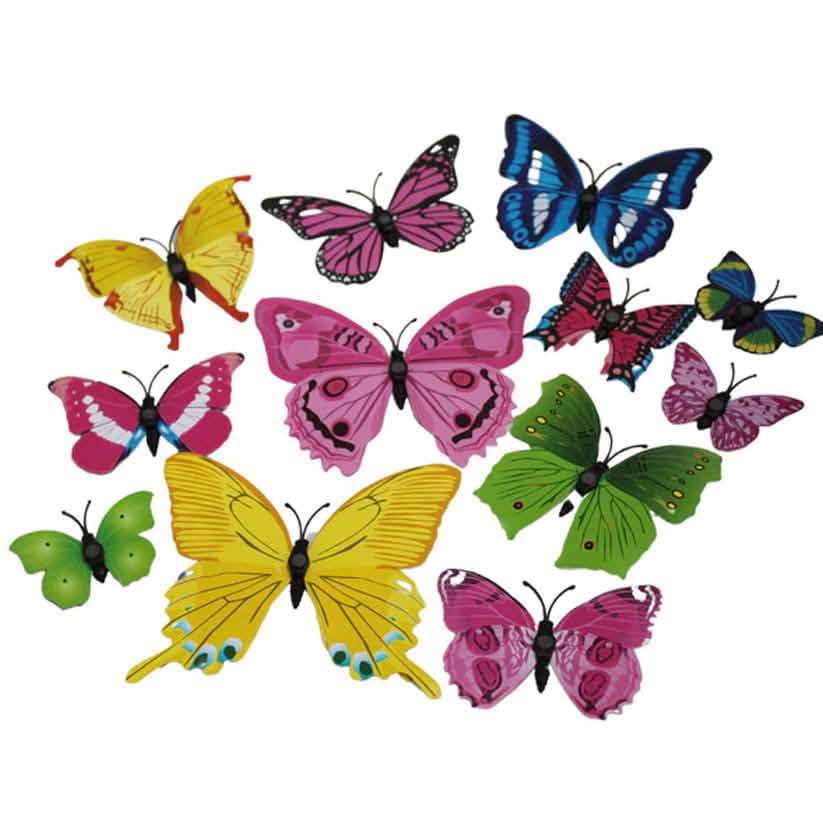 12-Pieces: Mixed Color 3D Butterfly Magnet Fridge Stickers DailySale