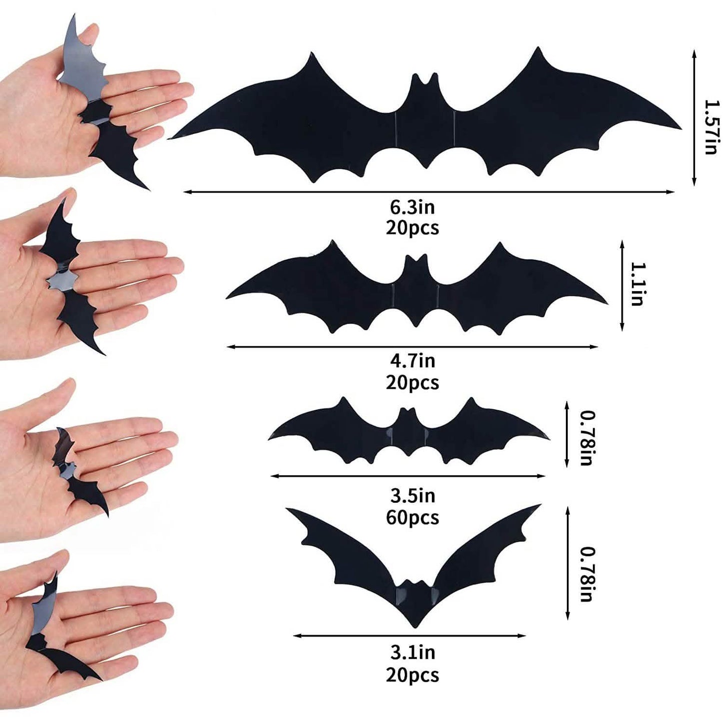120-Piece: 3D Bat Halloween Decoration Stickers DailySale