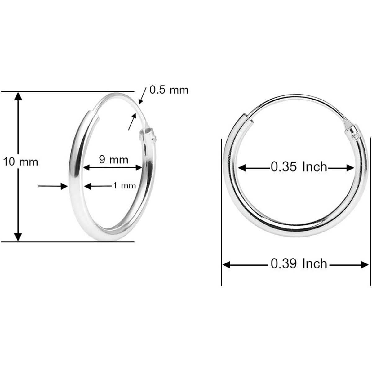 925 Solid Sterling Silver Endless Hoop Earrings - Assorted Sizes DailySale