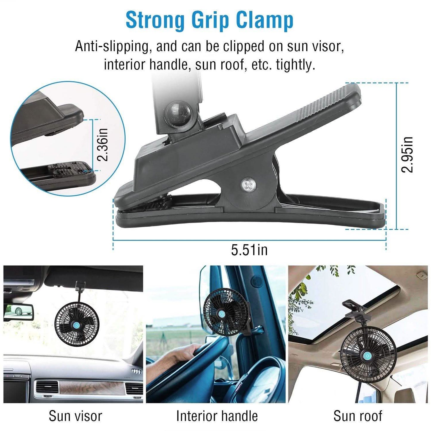 12V Car Fan Oscillating Clip on Cooling Fan with 2 Speeds 120° Rotation DailySale