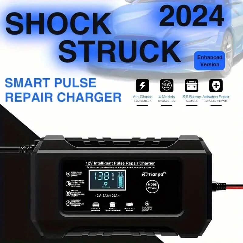12V Intelligent Pulse Repair Smart Battery Charger with LCD Display DailySale