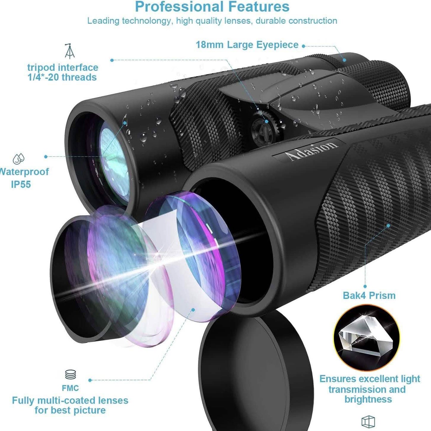 12x42 HD Binoculars for Adults with Universal Phone Adapter DailySale