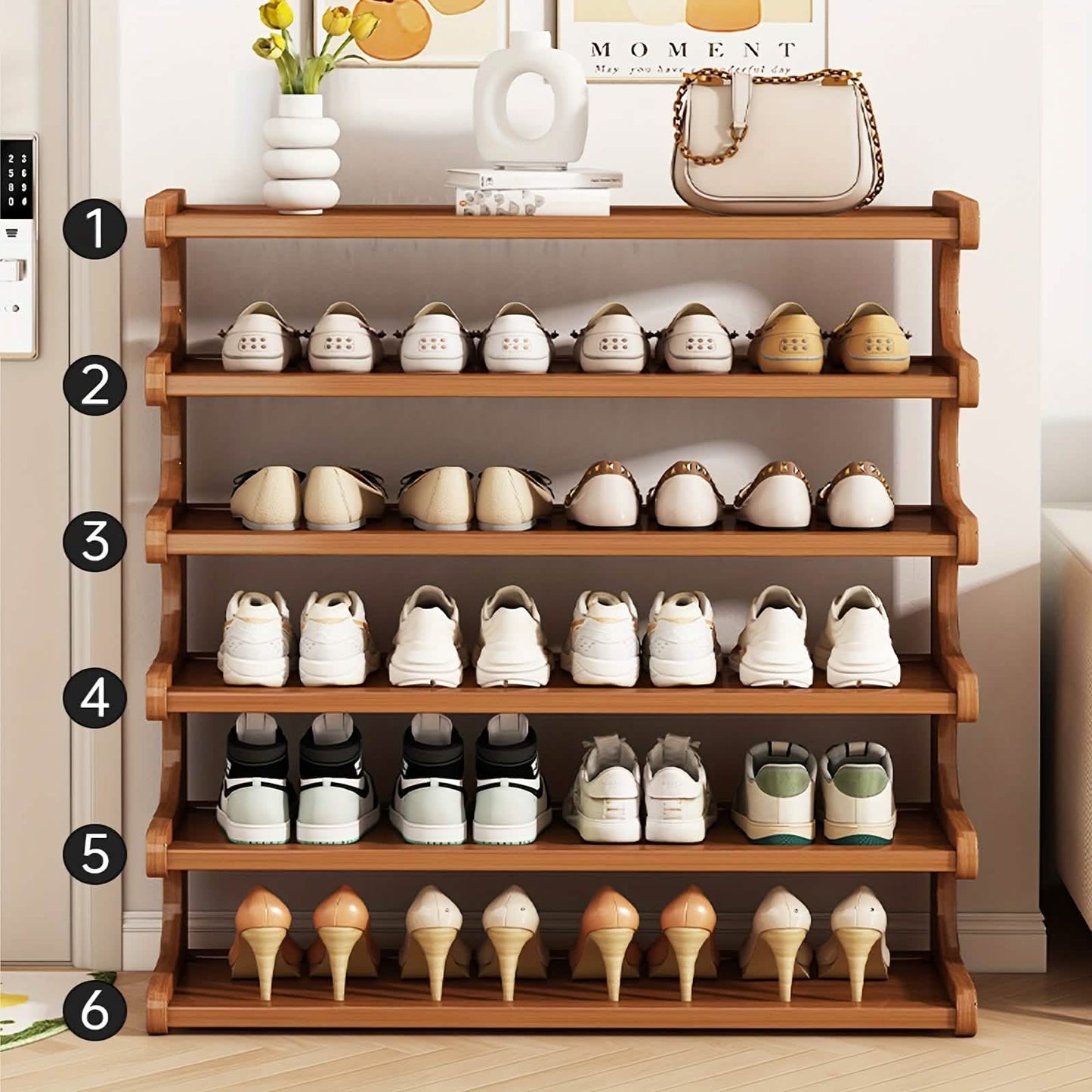 Bamboo Shoe Rack Organizer – 5 or 6 Tier, Space-Saving Storage DailySale