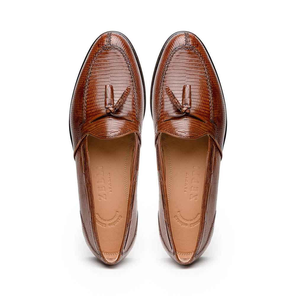 14-580-CGN FRANCO Teju Lizard Tassel Loafer, Cognac