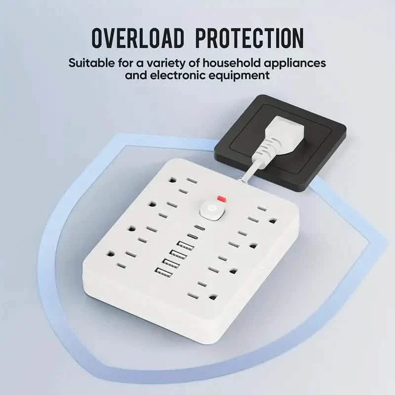 14-in-1 Power Strip With 4 USB Outlets, 2 Type-C Outlet and 8 AC Socket Outlets DailySale