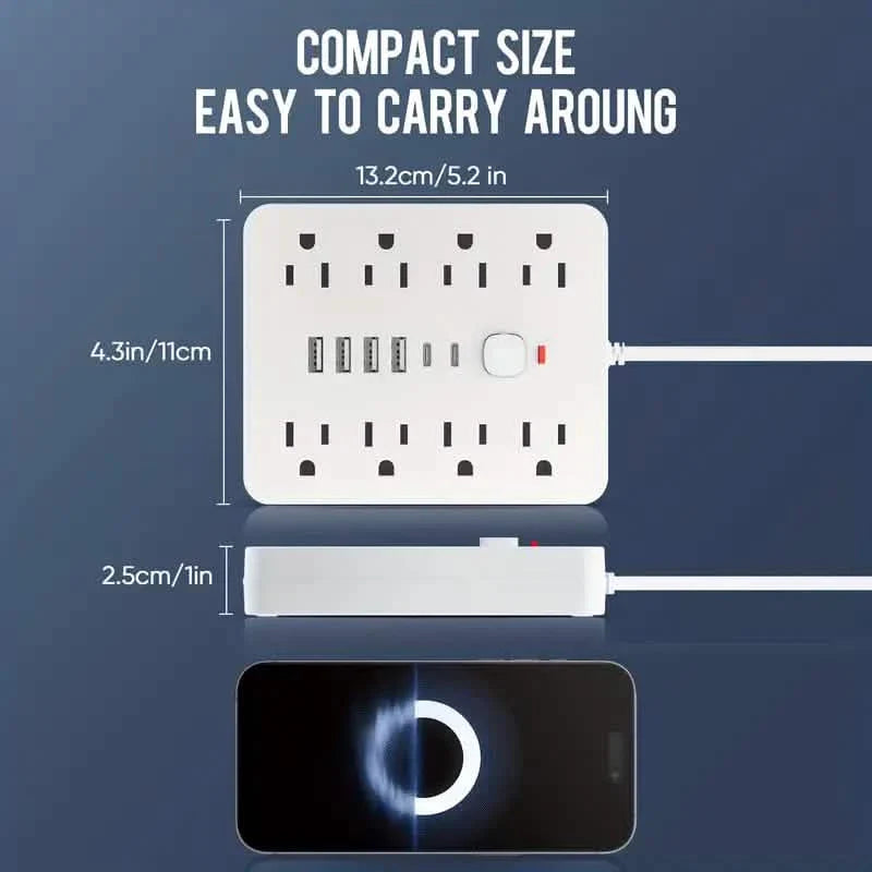 14-in-1 Power Strip With 4 USB Outlets, 2 Type-C Outlet and 8 AC Socket Outlets DailySale