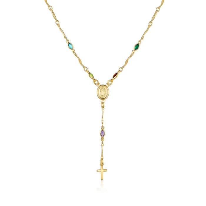 14K Gold Multicolor Virgin Mary Necklace DailySale