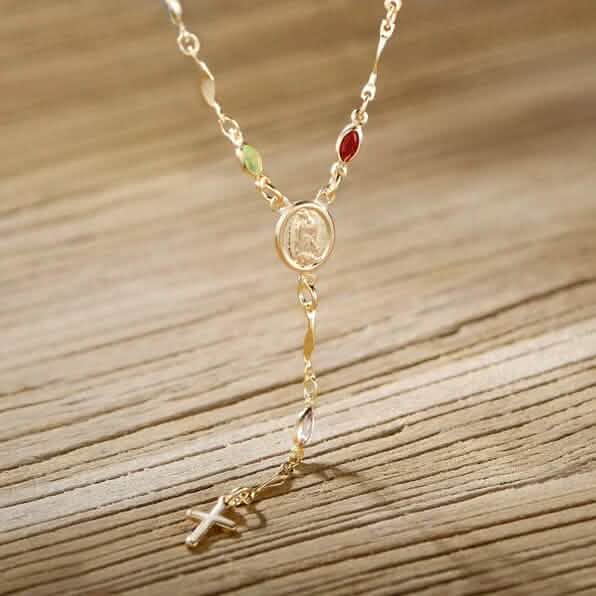 14K Gold Multicolor Virgin Mary Necklace DailySale