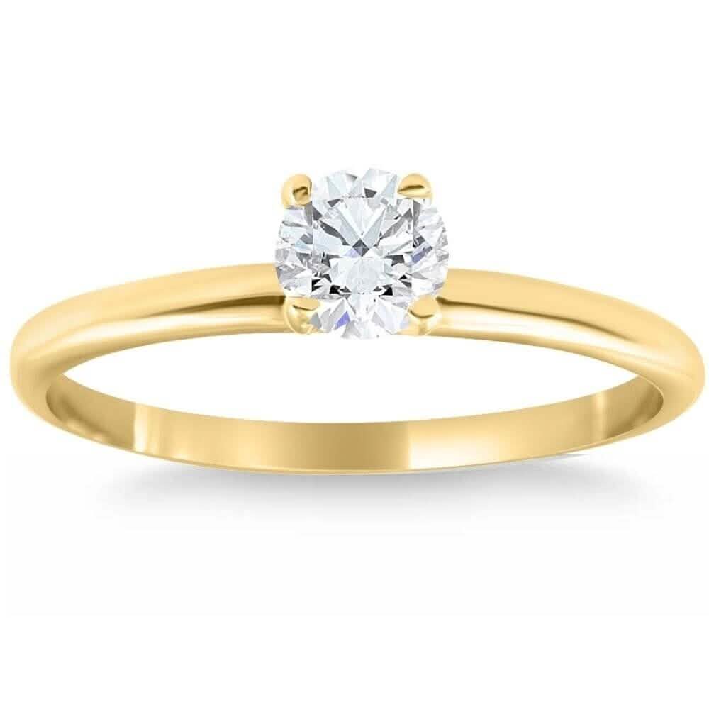 14k Yellow Gold 5/8Ct Round-Cut Solitaire Diamond Engagement Ring High Polished DailySale